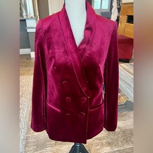 Velvet Double Breasted Shawl Collar Blazer